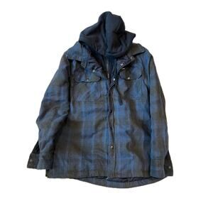 Hawk Flannel Hooded Shirt Jacket Mens M
